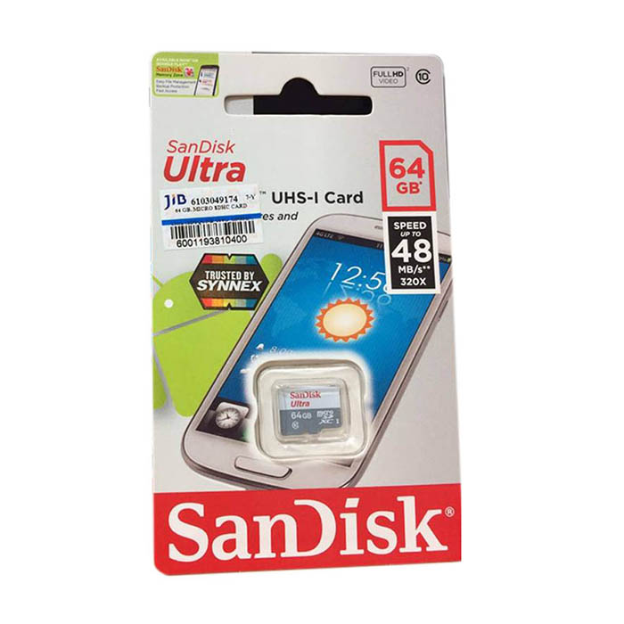 Micro SD Card 64 GB เมมโมรี่การ์ด Micro SD Card Class 10 Sandisk 64 GB